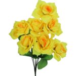 Żółty Bukiet Dekoracyjnych Róż - 7 Sztuk, Realistyczny Wygląd, Wysokość 44cm - obrazek 2