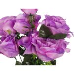 Sztuczny Bukiet 7 Fioletowych Róż o Wysokości 54 cm - Wysokiej Jakości Dekoracja - obrazek 2