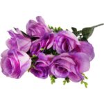Sztuczny Bukiet 7 Fioletowych Róż o Wysokości 54 cm - Wysokiej Jakości Dekoracja - obrazek 3