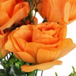 Sztuczne Róże w Bukiecie - 7 Sztuk, Kolor Pomarańczowy, 54 cm - obrazek 2