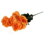 Sztuczne Róże w Bukiecie - 7 Sztuk, Kolor Pomarańczowy, 54 cm - obrazek 3