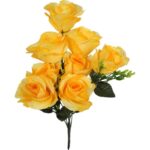 Bukiet 8 róż z dodatkiem bukszpanu w kolorze żółtym - obrazek 2