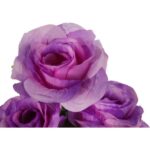 Bukiet Fioletowych Róż z Bukszpanem - Dekoracja Wyglądająca jak Żywa, Wysokość 54 cm - obrazek 3