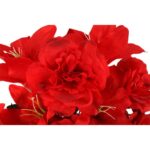 Bukiet sztucznych kwiatów mix piwonii i lilii w kolorze czerwonym - obrazek 2