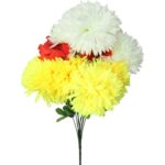 Bukiet 9 chryzantem w kolorze biało-żółtym 54 cm