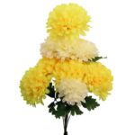 BUKIET 9 DUŻYCH CHRYZANTEM ŻÓŁTO KREMOWYCH - obrazek 2