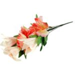 Elegancki Sztuczny Bukiet 9 Kwiatów Mix Róż i Lili w Kolorze Łososiowym o Wysokości 60 cm - obrazek 3