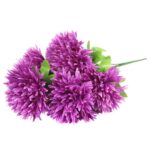 Sztuczny Bukiet Fioletowych Chryzantem Strzępiastych - Dekoracja na Wszystkich Świętych - obrazek 2