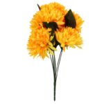 Sztuczny bukiet 6 dużych pomarańczowych chryzantem 62cm - Idealny na Wszystkich Świętych