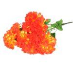 Pomarańczowy Bukiet Sztucznych Chryzantem z Trawką - Dekoracja na Wszystkich Świętych - obrazek 3