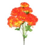 Pomarańczowy Bukiet Sztucznych Chryzantem z Trawką - Dekoracja na Wszystkich Świętych