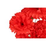 Bukiet 10 Sztucznych Chryzantem w Kolorze Czerwonym z Dodatkiem Trawy - Dekoracja na Wszystkich Świętych - obrazek 2