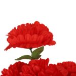 Bukiet 10 Sztucznych Chryzantem w Kolorze Czerwonym z Dodatkiem Trawy - Dekoracja na Wszystkich Świętych - obrazek 3