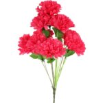 Sztuczny Bukiet 10 Różowych Chryzantem z Trawką - Dekoracja na Wszystkich Świętych