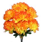 BUKIET 7 SZTUCZNYCH CHRYZANTEM W KOLORZE ŻÓŁTO-POMARAŃCZOWYM O WYSOKOŚCI 65 CM