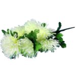 Sztuczne Chryzantemy w Bukiecie - 7 Białych Kwiatów, Wysokość 62 cm - obrazek 3