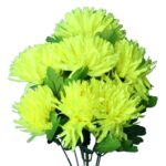 Bułkiet z 7 Zielonych Sztucznych Chryzantem Wysokość 62 cm - obrazek 2