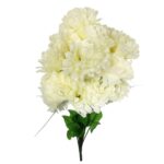 Sztuczny Bukiet Białych Chryzantem z Trawką - Dekoracja na Wszystkich Świętych, 56 cm