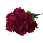 Bordowy Bukiet Sztucznych Chryzantem na Wszystkich Świętych - 18 Szczegółowych Kwiatów z Trawką - obrazek 2