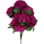 Sztuczny Bukiet Fioletowych Chryzantem z Trawką - Dekoracja na Wszystkich Świętych, 18 Sztuk