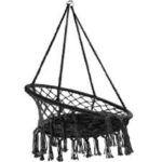 Wiszący Fotel Ogrodowy Bocianie Gniazdo w Stylu Skandynawskim, Czarny, Maksymalne Obciążenie 150kg - obrazek 2