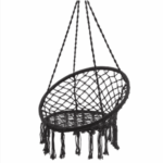 Wiszący Fotel Ogrodowy Bocianie Gniazdo w Stylu Skandynawskim, Czarny, Maksymalne Obciążenie 150kg - obrazek 3