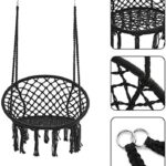 Wiszący Fotel Ogrodowy Bocianie Gniazdo w Stylu Skandynawskim, Czarny, Maksymalne Obciążenie 150kg