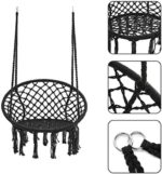 Wiszący Fotel Ogrodowy Bocianie Gniazdo w Stylu Skandynawskim, Czarny, Maksymalne Obciążenie 150kg