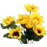 Bukiet Sztucznych Słoneczników - Realistyczne Dekoracje, Kolor Żółty, Wysokość 35 cm - obrazek 2