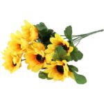 Bukiet Sztucznych Słoneczników - Realistyczne Dekoracje, Kolor Żółty, Wysokość 35 cm - obrazek 3