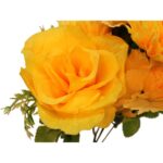Bukiet 12 Sztucznych Kwiatów Mix: Róża, Goździk, Chryzantema w Kolorze Żółtym - Dekoracja na Wszystkich Świętych - obrazek 3
