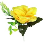 Bukiet sztucznych kwiatów mix róży i chryzantemy w kolorze pomarańczowo-żółtym 50 cm - obrazek 2