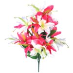 Sztuczne Clematisy w Kolorze Różowym 68cm - Bukiet z 15 Sztuk