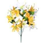 Sztuczny Bukiet 15 Clematisów Żółtych, Wysokość 68 cm