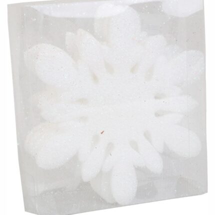 Komplet 6 Opalizujących Piankowych Zawieszek w Kształcie Śnieżynek 11cm w Boksie PVC