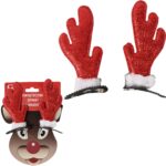 Spinki do włosów 2 szt świąteczne rogi Renifera 10 CM CZERWONE