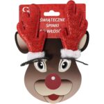 Spinki do włosów 2 szt świąteczne rogi Renifera 10 CM CZERWONE - obrazek 2