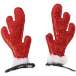 Spinki do włosów 2 szt świąteczne rogi Renifera 10 CM CZERWONE - obrazek 3