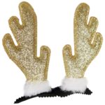 Spinki do włosów 2 szt świąteczne rogi Renifera 10 CM ZŁOTE - obrazek 3