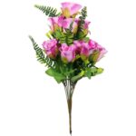 Bukiet Sztucznych Róż Fioletowych - 10 sztuk z Paprotkami, Realistyczny Wygląd, 40 cm - obrazek 2