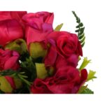 Sztuczny Bukiet 10 Róż w Kolorze Różowym z Paprotkami o Wysokości 40 cm - obrazek 3