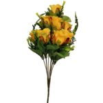 Żółty Bukiet Sztucznych Róż w Kompozycji z Paprotkami - 10 Sztuk, 40 cm Wysokości - obrazek 2