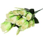 Bukiet Sztucznych Róż - 9 sztuk, Kolor Zielony, Wysokość 45 cm - obrazek 3