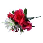 Bukiet 12 kwiatów mix róża i lilia ciemno różowo biały - obrazek 3