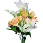 Bukiet 12 kwiatów mix róża i lilia łososiowo biały - obrazek 2