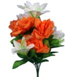Bukiet 12 kwiatów mix róża i lilia pomarańczowo biały - obrazek 2