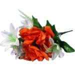 Bukiet 12 kwiatów mix róża i lilia pomarańczowo biały - obrazek 3