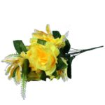 Bukiet kwiatów Kolorowy Mix z różą i lilią w odcieniach ciemnoróżowym i żółtym - 54 cm - obrazek 3