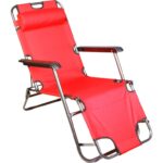 Leżak Ogrodowy Multifunkcyjny BS065 w Kolorze Czerwonym - obrazek 2