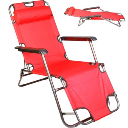 Leżak Ogrodowy Multifunkcyjny BS065 w Kolorze Czerwonym